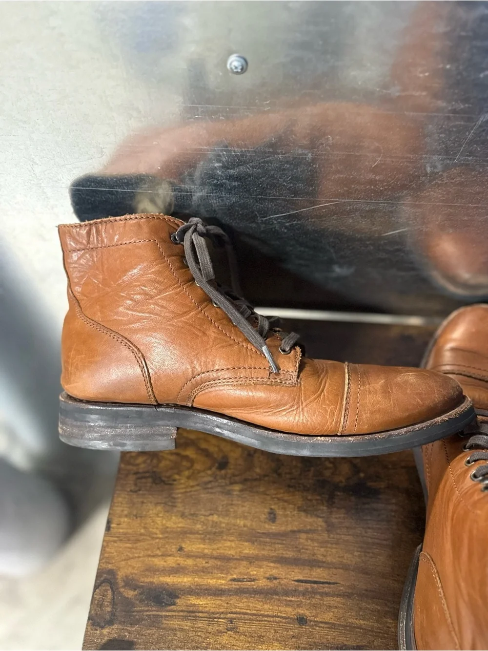 Thursday Everyday Brown Leather Lace Up Ankle Boot Cap Toe Men's Brown Sz 9